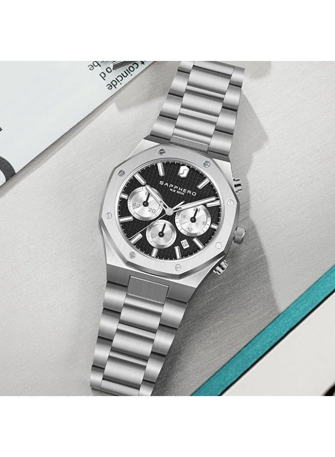 Sapphero Watch for Men Stainless Steel Mens Watches Waterproof Analog Quartz Movement Wrist Watch Gifts for Men - Image 5